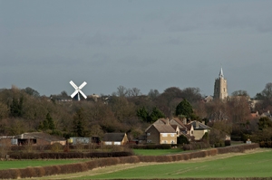 View of Burwell, the church and windmill